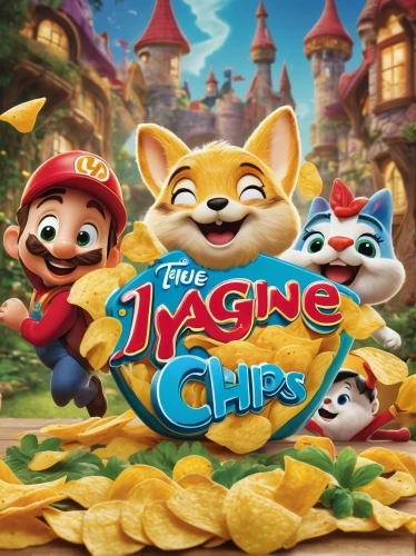cartoon chips,chips,action-adventure game,game illustration,figaro,frito pie,scandia gnomes,party banner,jigsaw puzzle,the cat and the,collectible card game,adventure game,tacamahac,cubes games,tabletop game,chimichanga,jarana jarocha,tigerle,game art,crash cart,Illustration,American Style,American Style 08