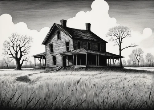 witch house,lonely house,creepy house,witch's house,haunted house,the haunted house,farmhouse,abandoned house,farmstead,old home,farm house,old house,home landscape,house silhouette,homestead,country cottage,house drawing,house painting,country house,cottage,Illustration,Black and White,Black and White 22