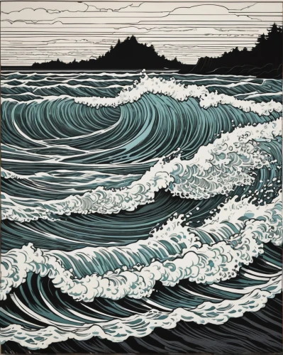 japanese wave paper,rogue wave,japanese waves,cool woodblock images,ocean waves,water waves,japanese wave,woodblock prints,stormy sea,david bates,roy lichtenstein,wave pattern,waves,tidal wave,the wind from the sea,woodcut,braking waves,sea storm,waves circles,sea,Illustration,Black and White,Black and White 18