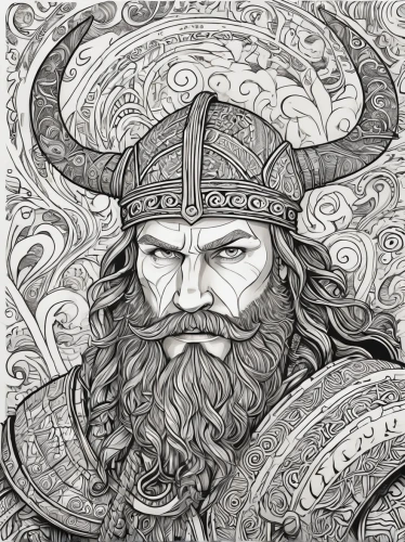 viking,lokportrait,odin,thorin,norse,vikings,dwarf sundheim,poseidon god face,coloring page,dwarf,poseidon,sea god,hand-drawn illustration,pencil art,god of the sea,fantasy portrait,gandalf,albrecht dürer,pencil drawing,devil,Illustration,Black and White,Black and White 05