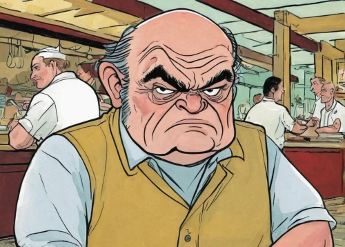 angry man,kingpin,shopkeeper,elderly man,grumpy,pensioner,clerk,peter,elderly person,walt,fishmonger,peter i,angry,bib,popeye,red auerbach,waiting staff,old person,janitor,cashier,Illustration,Vector,Vector 04