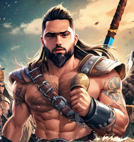 barbarian,dane axe,massively multiplayer online role-playing game,male character,grog,poseidon god face,hercules,mobile game,warlord,greek god,fantasy warrior,warrior east,android game,monsoon banner,wind warrior,shiva,viking,warrior and orc,thorin,poseidon