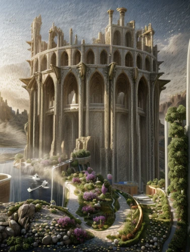 castle of the corvin,ancient city,celsus library,fantasy landscape,fantasy picture,imperial shores,knight's castle,the ruins of the,castel,3d fantasy,castle ruins,peter-pavel's fortress,fairy tale castle,water castle,kings landing,fantasy art,alhambra,fantasy world,ruins,fantasy city