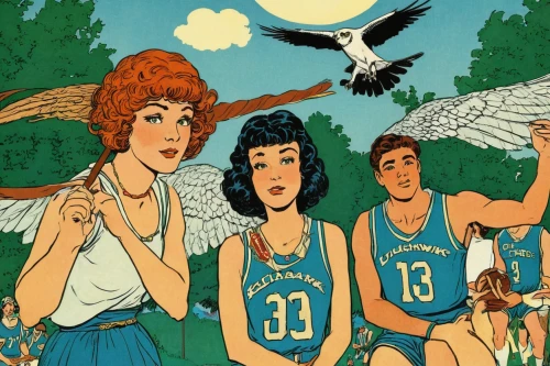 birds of prey,birds of prey-night,apollo and the muses,vintage fairies,songbirds,woman's basketball,flapper couple,wood angels,vintage angel,vintage illustration,angels of the apocalypse,basketball player,birds of chicago,flapper,vintage girls,twenties,girl scouts of the usa,hawks,young birds,retro women,Illustration,Retro,Retro 11