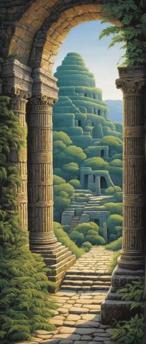 ancient city,ancient buildings,maya civilization,the ancient world,maya city,artemis temple,the ruins of the,ancient house,terraced,ancient civilization,ancient,background with stones,neo-stone age,background image,travel poster,home landscape,backgrounds,coliseo,ancient roman architecture,ancient art,Illustration,Realistic Fantasy,Realistic Fantasy 11