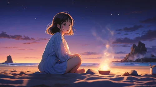 romantic night,wishes,longing,romantic scene,loneliness,aladdin,evening atmosphere,starlight,campfire,fire background,to be alone,girl praying,fantasy picture,dream world,background image,alone,jasmine,light of night,the night of kupala,before the dawn,Photography,General,Natural