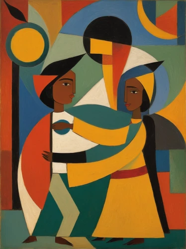 cubism,picasso,braque francais,musicians,man with saxophone,woman holding pie,two people,african art,dancing couple,indigenous painting,woman playing,man and woman,young couple,blues and jazz singer,man and wife,art deco woman,girl with dog,father with child,woman sitting,the flute,Art,Artistic Painting,Artistic Painting 35