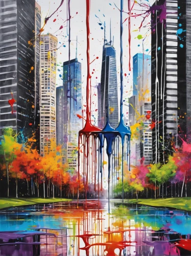 colorful city,cityscape,painting technique,colorful life,cranes,colorful balloons,art painting,skyscrapers,oil painting on canvas,chi,colorful background,graffiti art,splash of color,urban,colorful birds,world digital painting,abstract painting,to paint,vibrant color,shanghai,Conceptual Art,Graffiti Art,Graffiti Art 08