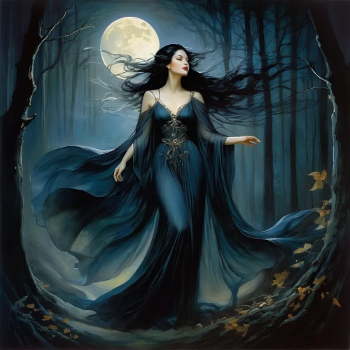 blue enchantress,queen of the night,gothic woman,sorceress,the enchantress,faerie,fantasy picture,lady of the night,vampire woman,dance of death,fantasy art,vampire lady,moonlit night,faery,blue moon rose,blue moon,moonlit,fairy queen,fantasy woman,mystical portrait of a girl,Illustration,Realistic Fantasy,Realistic Fantasy 16
