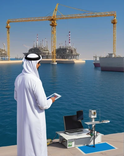 shipping industry,floating production storage and offloading,surveying equipment,noise and vibration engineer,qatar,telecommunications engineering,platform supply vessel,replenishment oiler,contract site,oil platform,container terminal,offshore wind park,prefabricated buildings,crane vessel (floating),safety buoy,very large floating structure,naval architecture,shipping crane,theodolite,khobar,Conceptual Art,Sci-Fi,Sci-Fi 07