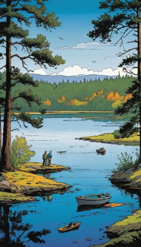 jack pine,maine,two jack lake,high mountain lake,salt meadow landscape,lake tanuki,mountain lake,mountainlake,landscape background,west canada,river landscape,ontario,lakeside,alligator lake,spring lake,alpine lake,spruce forest,robert duncanson,an island far away landscape,river pines,Illustration,Children,Children 02