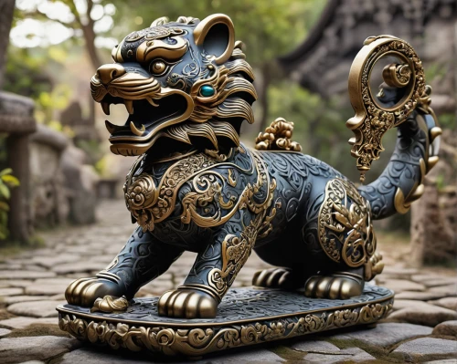 lion fountain,stone lion,lawn ornament,japanese garden ornament,chinese imperial dog,animal figure,garden ornament,chinese pastoral cat,thai bangkaew dog,incense burner,png sculpture,3d model,barongsai,lion capital,chinese dragon,asian tiger,forest king lion,ganesha,vajrasattva,stone carving,Illustration,Black and White,Black and White 03
