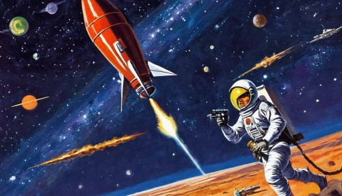 space art,spacefill,space tourism,cosmonautics day,astronautics,space craft,space walk,space travel,space voyage,sci fiction illustration,mission to mars,spacewalk,space,spaceman,red planet,astronaut,orbiting,cosmonaut,outer space,spacesuit,Illustration,Retro,Retro 02