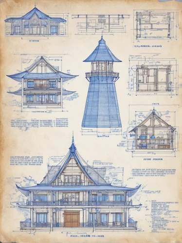 asian architecture,chinese architecture,blueprint,blueprints,japanese architecture,house drawing,architect plan,chinese style,hanok,houses clipart,pagoda,stilt houses,stilt house,sheet drawing,roof domes,japanese paper lanterns,wireframe graphics,house of the sea,architect,timber house,Unique,Design,Blueprint