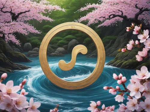 crescent spring,auspicious symbol,qi-gong,airbnb logo,goki,japanese sakura background,life stage icon,mantra om,symbol of good luck,purity symbol,airbnb icon,taijitu,sacred lotus,esoteric symbol,water lotus,sakura wreath,om,zen,kamaboko,ori-pei,Conceptual Art,Fantasy,Fantasy 04