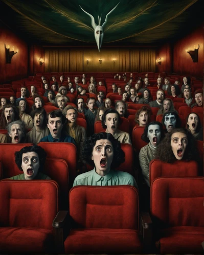 audience,cinema seat,cinema,silviucinema,theater,thumb cinema,surrealism,theatrical,astonishment,silent screen,spectacle,movie theater,spectator,movie palace,movie theatre,film industry,projectionist,theater of war,home cinema,puppet theatre,Illustration,Abstract Fantasy,Abstract Fantasy 16