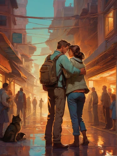 travelers,sci fiction illustration,world digital painting,cg artwork,chinatown,game illustration,digital painting,bottleneck,souk,game art,china town,concept art,digital nomads,tourists,romantic scene,the market,cyberpunk,connecting,saigon,street scene,Conceptual Art,Fantasy,Fantasy 18