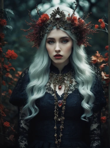 gothic portrait,mystical portrait of a girl,gothic fashion,gothic woman,faery,victorian lady,fantasy portrait,gothic style,fairy queen,elven flower,girl in a wreath,faerie,the enchantress,dark gothic mood,celtic queen,fairy tale character,sorceress,victorian style,autumn jewels,gothic,Photography,Artistic Photography,Artistic Photography 12