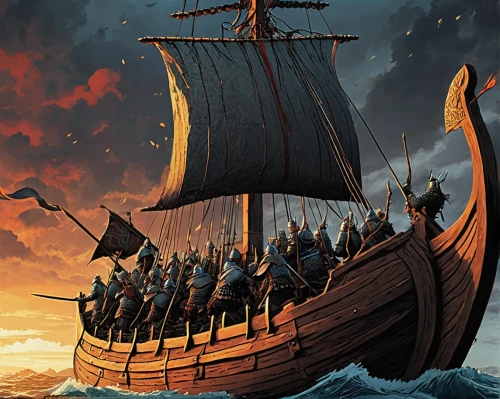 viking ship,viking ships,vikings,longship,trireme,caravel,ironclad warship,galleon ship,galleon,hellenistic-era warships,sloop-of-war,mayflower,barquentine,victory ship,full-rigged ship,sea sailing ship,viking,sail ship,sailing ship,raftsundet,Illustration,Japanese style,Japanese Style 05