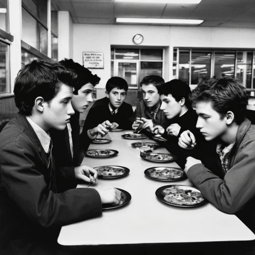 american-pie,high fidelity,last supper,diner,detention,cafeteria,holy supper,teenagers,warbler,canteen,retro diner,chess men,unwritten,private school,johnnycake,fine dining,thirteen desserts,jonas brother,fifties,eat away,Photography,Black and white photography,Black and White Photography 14