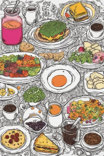 placemat,food collage,tablecloth,turkish cuisine,iranian cuisine,turkish food,food platter,coloring page,middle eastern food,salad plate,seamless pattern,food table,middle-eastern meal,cooking book cover,food line art,dinner tray,tableware,mediterranean cuisine,platter,food icons,Illustration,Children,Children 06