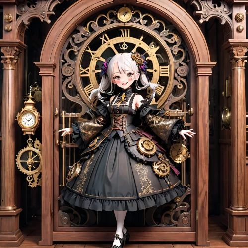 clockmaker,grandfather clock,artist doll,marionette,doll kitchen,astronomical clock,baroque,wooden doll,cuckoo clock,armoire,painter doll,steampunk,tumbling doll,female doll,fashion doll,doll figure,dollhouse accessory,designer dolls,clockwork,watchmaker,Anime,Anime,General
