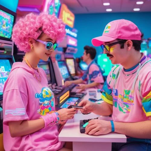 harajuku,neon ice cream,arcade,gamers,neon human resources,neon candies,arcade games,game room,80s,pink double,gamer zone,connect competition,aesthetic,arcade game,gamer,gamers round,connectcompetition,flamingo couple,anime japanese clothing,ice cream shop,Conceptual Art,Sci-Fi,Sci-Fi 28