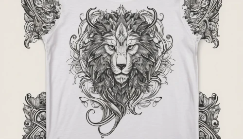 barong,lion white,print on t-shirt,forest king lion,borzoi,art nouveau design,zodiac sign leo,gray wolf,howling wolf,white lion,howl,camisoles,versace,sleeveless shirt,zodiac sign gemini,cool remeras,wolf,panthera leo,lionesses,gryphon,Illustration,Black and White,Black and White 01