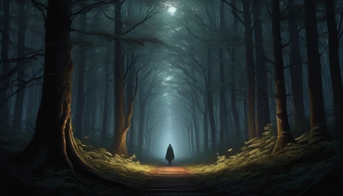 hollow way,the mystical path,forest path,haunted forest,the path,forest walk,the forest,the woods,slender,forest dark,forest road,sci fiction illustration,forest of dreams,pathway,forest background,forest,enchanted forest,in the forest,holy forest,path,Illustration,Realistic Fantasy,Realistic Fantasy 17