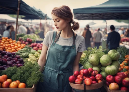 farmers market,farmer's market,greengrocer,grocer,market fresh vegetables,market vegetables,girl in overalls,woman eating apple,fruit market,fruit stand,hippy market,market,market introduction,girl picking apples,marketplace,farmers local market,the market,large market,market stall,vegetable market,Illustration,Realistic Fantasy,Realistic Fantasy 15