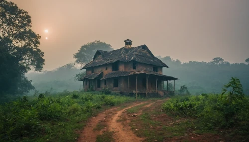 creepy house,house in the forest,abandoned house,lonely house,witch's house,the haunted house,haunted house,witch house,abandoned place,old house,ancient house,little house,house in mountains,wooden house,old home,house silhouette,small house,abandoned places,foggy landscape,lostplace,Photography,General,Cinematic