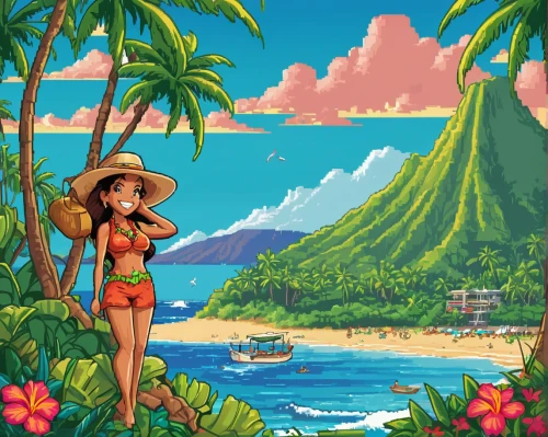 moana,bora-bora,luau,beach background,aloha,tahiti,summer background,mai tai,bora bora,hula,tropical beach,honolulu,polynesia,pixel art,tropical island,kalua,tropics,jamaica,paradise beach,polynesian girl,Unique,Pixel,Pixel 05