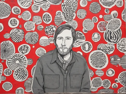 matruschka,cage,high fidelity,self-portrait,keith-albee theatre,john-lennon-wall,gosling,hand-drawn illustration,checkered background,red tablecloth,mural,buffalo plaid paper,bulletin board,fruit pattern,james sowerby,jobs,vincent van gough,john lennon,fingerprints,window pane,Illustration,Vector,Vector 20