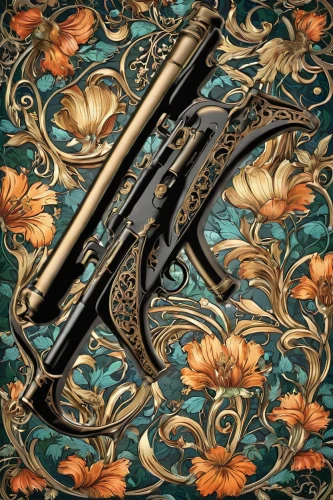 western concert flute,uilleann pipes,camacho trumpeter,art nouveau design,flute,tower flintlock,the flute,scabbard,musical instruments,music instruments,nancy crossbows,bamboo flute,traditional chinese musical instruments,bowed instrument,flintlock pistol,art nouveau,transverse flute,writing instrument accessory,musical instrument,instruments,Illustration,Retro,Retro 13