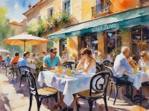 watercolor cafe,paris cafe,bistrot,watercolor paris,parisian coffee,provence,woman at cafe,bistro,watercolor paris shops,aix-en-provence,italian painter,street cafe,watercolor paris balcony,montmartre,french food,outdoor dining,tearoom,art painting,a restaurant,watercolor tea shop,Illustration,Paper based,Paper Based 11