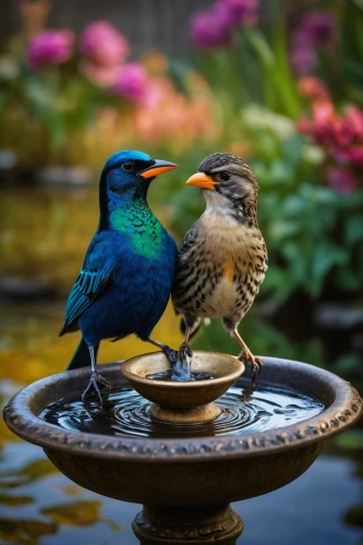 bird bath,bird in bath,european starling,garden birds,colorful birds,bird feeding,songbirds,decorative fountains,courtship,bird photography,humming bird pair,beautiful bird,humming birds,starling,an ornamental bird,blue bird,garden bird,starlings,bird couple,birdfeeder,Photography,General,Fantasy