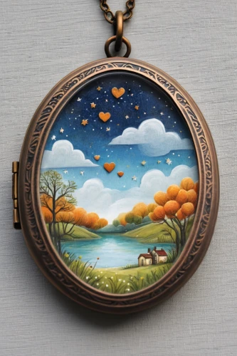 round autumn frame,pocket watch,ornate pocket watch,fall picture frame,locket,ladies pocket watch,vintage pocket watch,pocket watches,autumn landscape,fall landscape,seasonal autumn decoration,vintage ornament,autumn frame,key ring,christmas ornament,autumn background,autumn idyll,hanging clock,hanging moon,pendant,Illustration,Abstract Fantasy,Abstract Fantasy 03