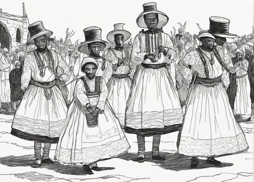 anmatjere women,maracatu,angolans,folk costumes,botswanian pula,dervishes,folk-dance,basotho musicians,pilgrims,traditional costume,egusi,procession,clergy,ghana,kandyan dance,benin,folk costume,moorish,juneteenth,tassili n'ajjer,Illustration,Paper based,Paper Based 21