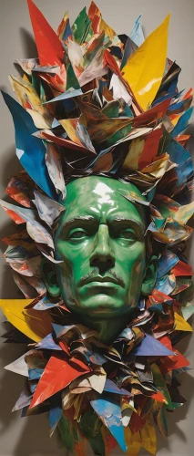 paper art,png sculpture,plastic arts,green folded paper,facets,human head,sculptor ed elliott,scrap sculpture,eagle head,fountain head,exploding head,steel sculpture,kinetic art,crumpled paper,art paper,allies sculpture,shashed glass,recycled paper,three dimensional,scuplture,Unique,3D,Modern Sculpture