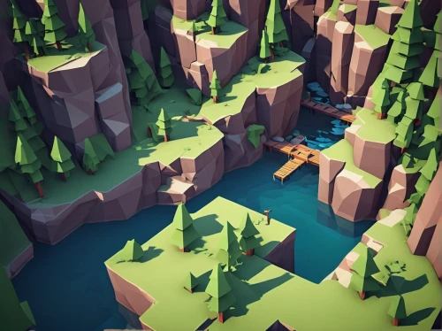 low poly,low-poly,ravine,cartoon forest,forests,canyon,a small waterfall,the forests,swampy landscape,floating islands,3d mockup,a small lake,the forest,mountain world,forest,collected game assets,forest glade,jungle,wooden mockup,ash falls,Unique,3D,Low Poly