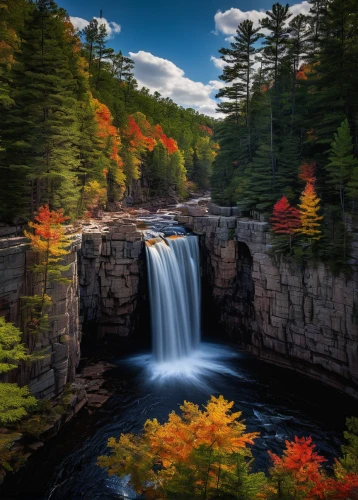 ilse falls,fall landscape,bond falls,falls of the cliff,gooseberry falls,brown waterfall,vermont,united states national park,new england,bridal veil fall,water falls,maine,falls,fall foliage,waterfalls,water fall,robert duncanson,devil's bridge,upper michigan,landscape photography,Illustration,Realistic Fantasy,Realistic Fantasy 22