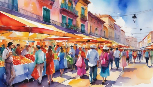 watercolor painting,fruit market,watercolor paris,watercolor shops,watercolor,market,watercolor paris shops,the market,italian painter,watercolor cafe,watercolor background,covered market,large market,watercolor paint,watercolor pencils,market stall,farmers market,watercolors,spice market,art painting,Illustration,Paper based,Paper Based 11