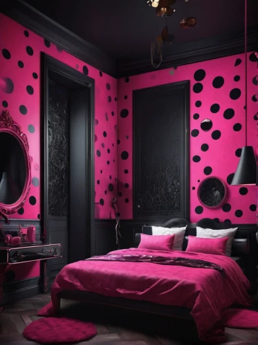 dark pink in colour,great room,polka dot pattern,dark pink,the little girl's room,bedroom,the pink panter,polka dot paper,interior design,interior decoration,pink octopus,sleeping room,wall decoration,paint spots,polka dot,pink squares,modern decor,dotted,valentine's day décor,flower wall en,Conceptual Art,Fantasy,Fantasy 34