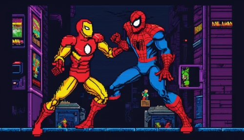 pixel art,spider-man,superhero background,spiderman,comic characters,marvel comics,retro frame,marvel,daredevil,red and blue,spider bouncing,comic style,the suit,web,superheroes,merc,spider man,spider,spider network,retro background,Unique,Pixel,Pixel 04