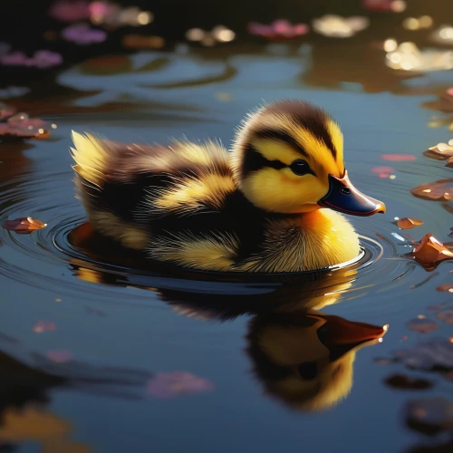 duckling,duck on the water,duck cub,young duck duckling,ducky,water fowl,ducklings,canard,mandarin duck water bird,pond flower,waterfowl,ornamental duck,bath duck,rubber duck,duck,mandarin duck,feather on water,rubber ducky,rubber duckie,mandarin ducks,Conceptual Art,Oil color,Oil Color 11