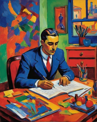 salvador guillermo allende gossens,man with a computer,enrico caruso,braque francais,self-portrait,fidel alejandro castro ruz,alejandro vergara blanco,count of faber castell,ernő rubik,accountant,administrator,post-it notes,advertising figure,businessman,artist portrait,benito juarez,financial advisor,author,italian painter,meticulous painting,Conceptual Art,Oil color,Oil Color 25