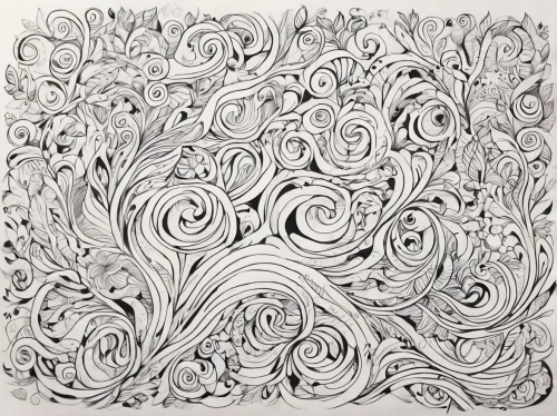 tangle,whirlpool pattern,swirls,paisley pattern,coral swirl,zentangle,vector spiral notebook,coloring page,scribble lines,a sheet of paper,mandala loops,swirl,swirling,heart swirls,pen drawing,tessellation,paisley,sheet drawing,spirals,flora abstract scrolls,Illustration,Black and White,Black and White 05