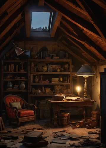 attic,cabin,abandoned room,study room,one room,the cabin in the mountains,cold room,scene lighting,rooms,one-room,study,small cabin,old home,collected game assets,danish room,interiors,the little girl's room,room,workspace,wood stove,Illustration,Realistic Fantasy,Realistic Fantasy 22