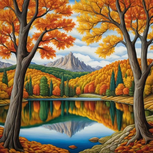 autumn landscape,fall landscape,autumn mountains,autumn background,autumn trees,autumn idyll,autumn scenery,autumn forest,forest landscape,mountain scene,fall foliage,mountain landscape,autumn tree,nature landscape,autumn icon,landscape background,the trees in the fall,trees in the fall,mountainous landscape,the autumn,Art,Classical Oil Painting,Classical Oil Painting 28