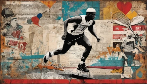globetrotter,runner,record olympic,digital scrapbooking,basketball player,a pedestrian,nordic combined,mixed media,torch-bearer,cd cover,long-distance running,discobolus,pedestrian,athletics,michael jordan,to run,heptathlon,pole vaulter,torn paper,photomontage,Unique,Paper Cuts,Paper Cuts 06